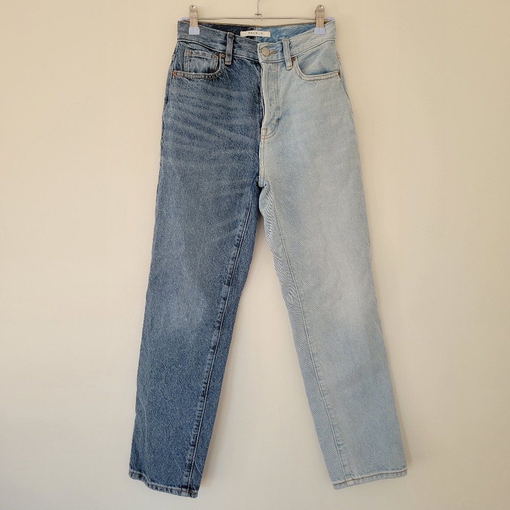 Pacsun Colorblock High‎ Rise Straight Button Fly Denim Jean 23